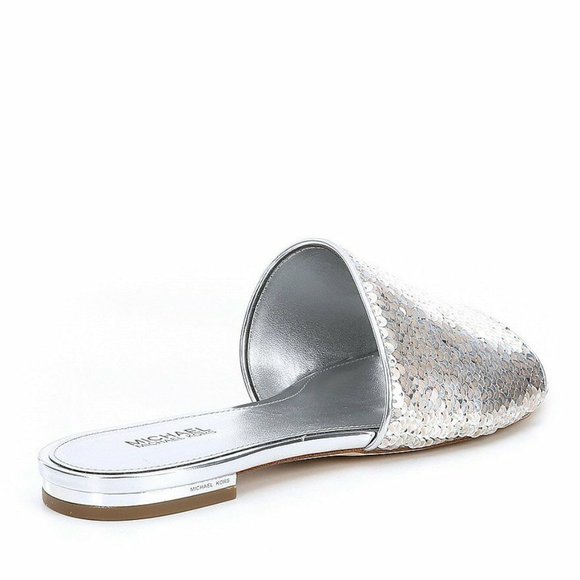Michael Michael Kors Shelly Slide Sandals Sequin Silver - Picture 2 of 4